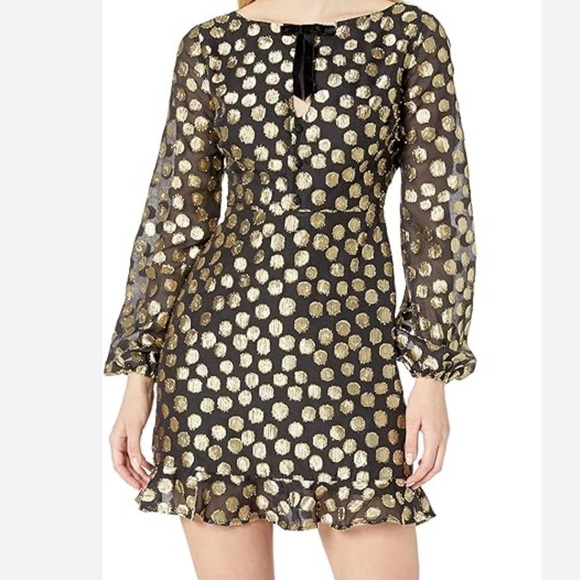 For Love And Lemons Dresses & Skirts - For Love And Lemons Black and Gold Long Sleeve Dress